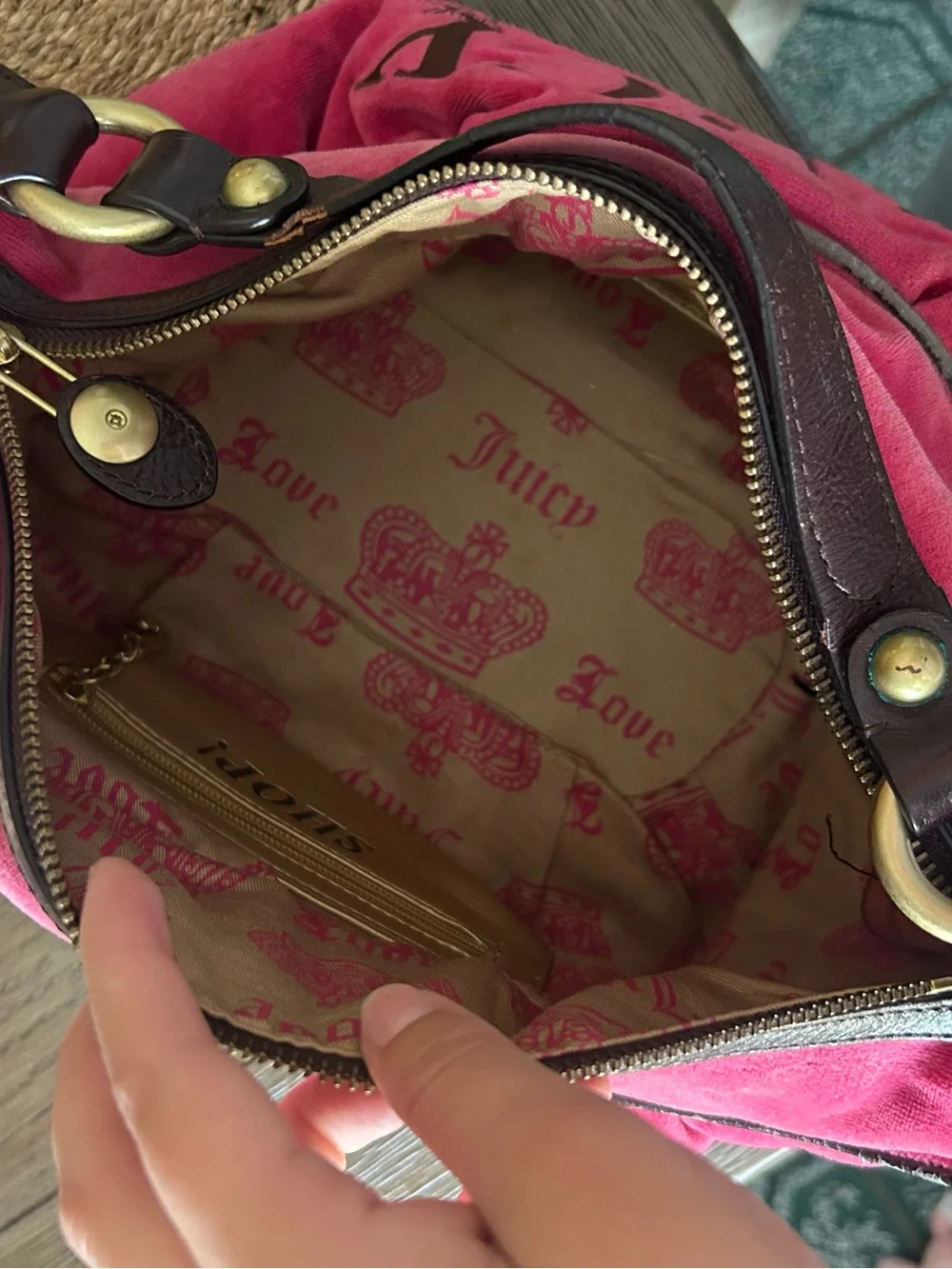 Vintage Juicy Couture Hot Pink Velvet Shoulder Hobo